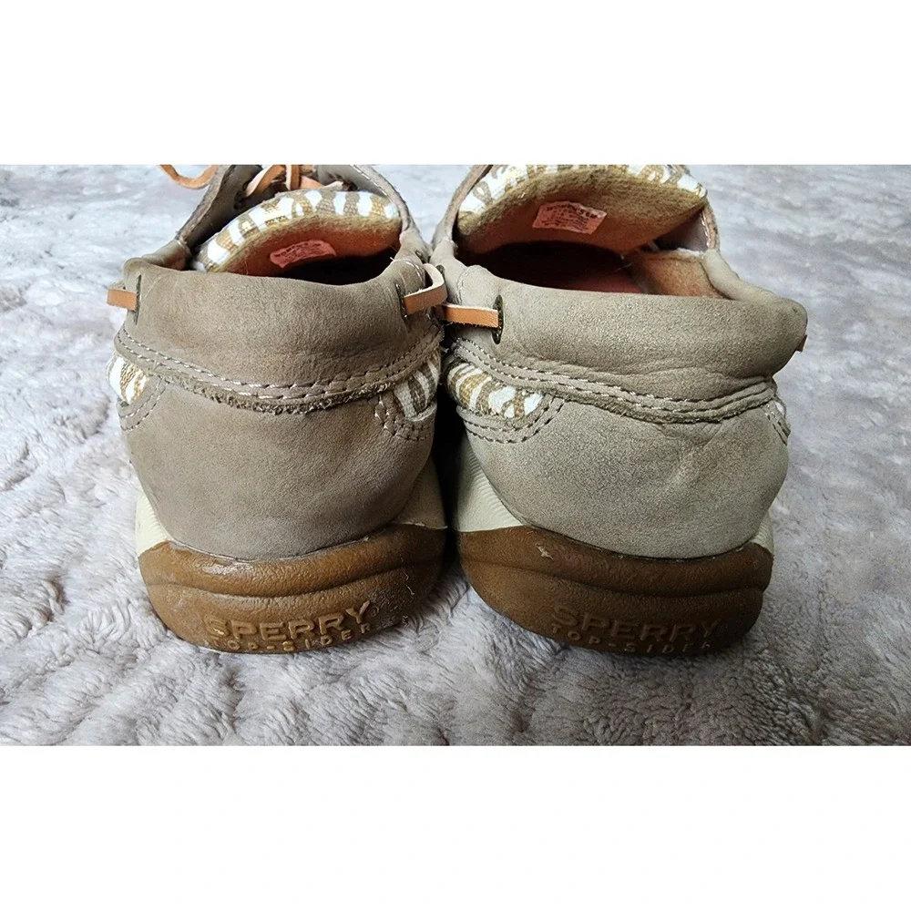 Sperry Top-Sider Angelfish Taupe Gold Boat Shoes Loafers Womens 6